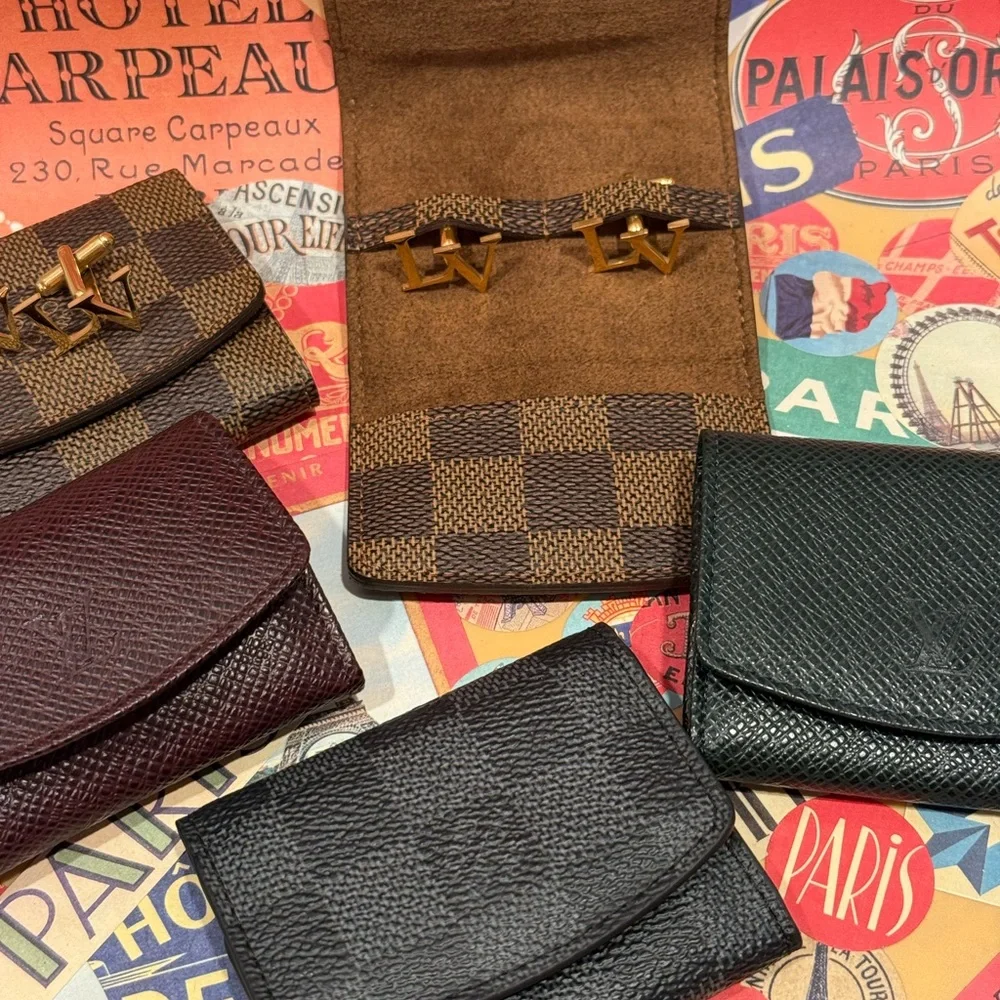 Louis Vuitton Cufflinks leather holder and LV Box